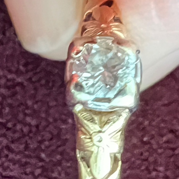 Antique Jabel Diamond Engagement Ring set in Platinum Gold - Picture 4 of 5